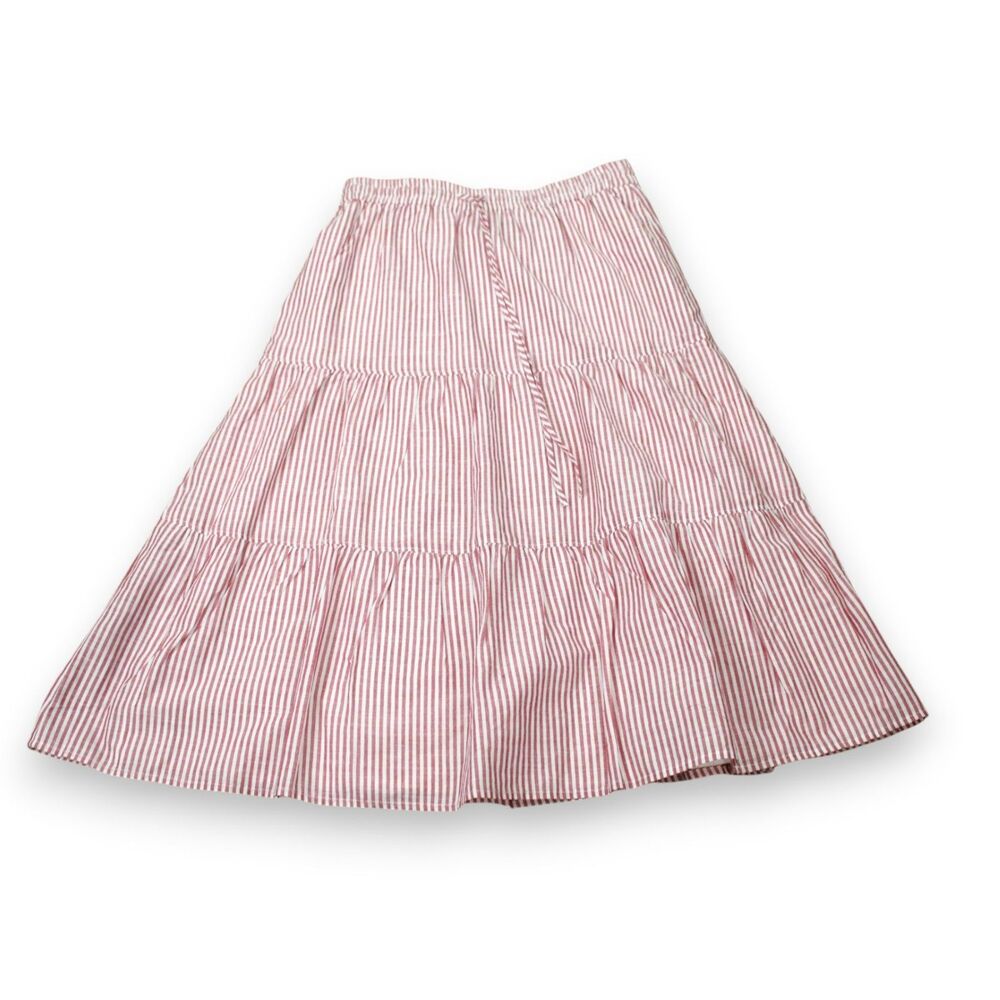 Talbots Petite Red & White Striped Midi Skirt Summer July 4